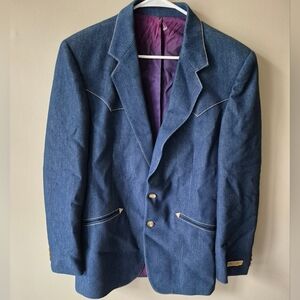 Vintage Men's Giordani Denim Western Rodeo Blazer Jacket Size 40 NEW